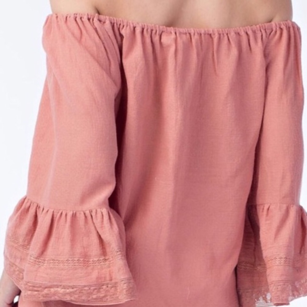 NWT On Off Shoulder Pink Top Tunic Bell Blouse - Picture 4 of 4